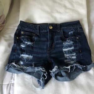 American Eagle darkwash distressed shorts